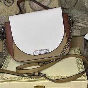 Steve Madden Tan and White Crossbody Bag